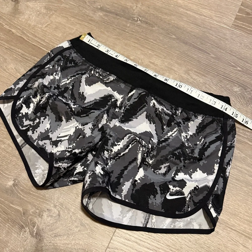 Nike Black and Gray Athletic Shorts with Reflective Finish-Size L